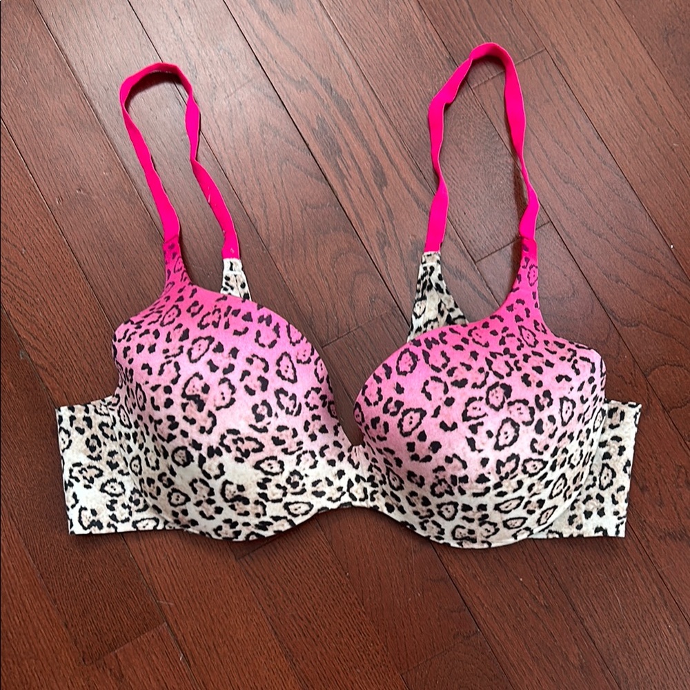Victoria’s Secret Lined Demi Leopard Print Pink Bra
